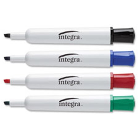 INTEGRAL Integra Dry-Erase Marker, Large Barrel, Chisel Tip, 4 Color-ST, AST IN464019